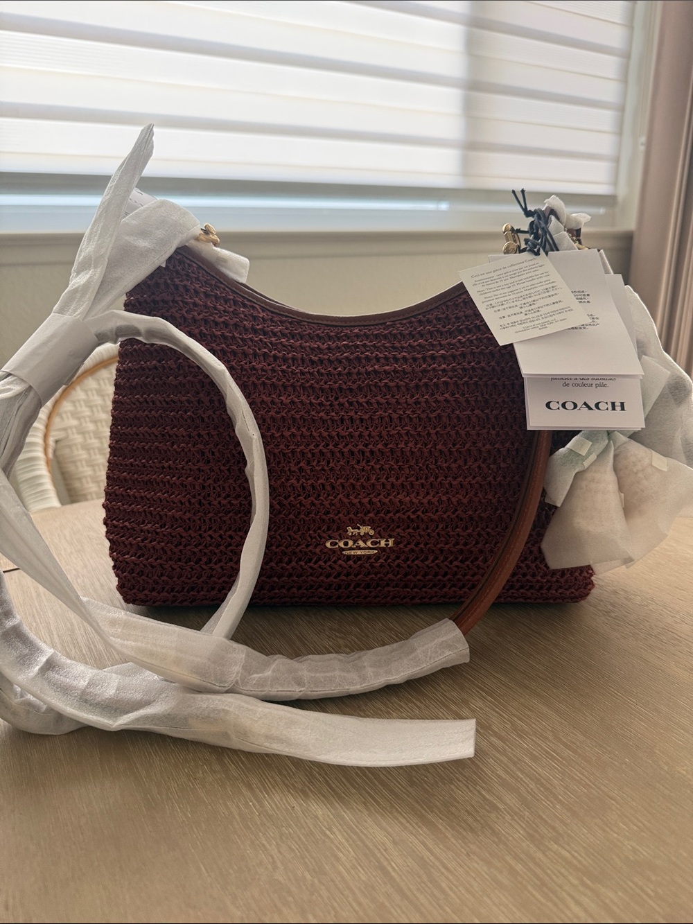 NWT Coach Limited Edition Natural Straw Laurel Shoulder Bag With Charms - Picture 2 of 16